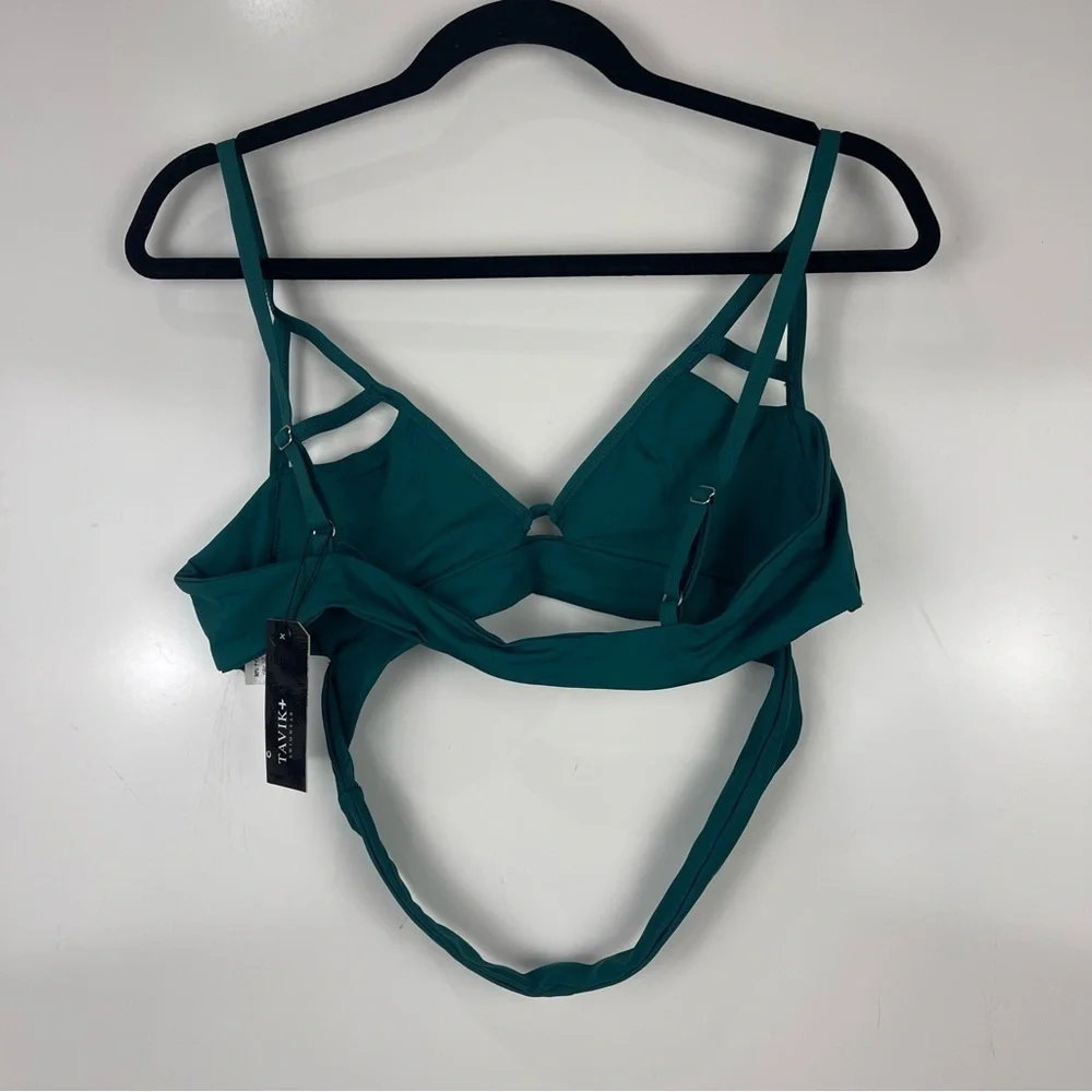 NEW Tavik Jessi Cutout Triangle Bikini Swim Suit Top Storm Green Women's Size XL